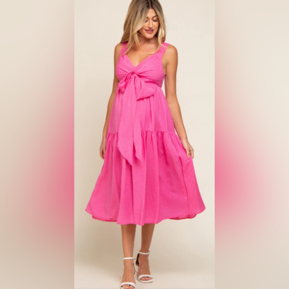 entre Pink Wrap Front Accent Midi Dress | New without Tags